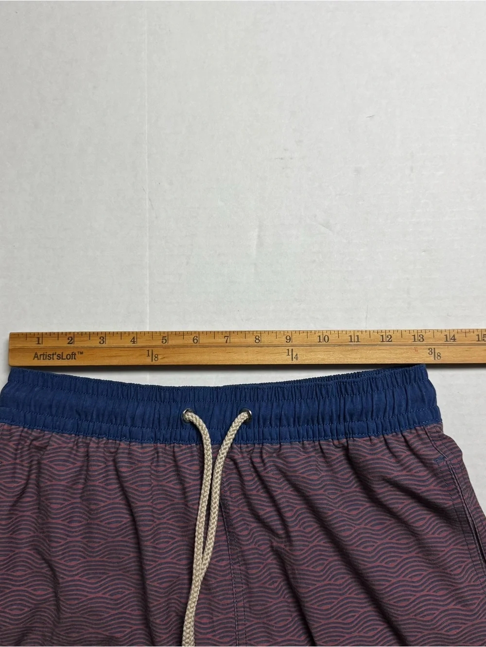Fair Harbor The Bayberry Trunk In Red Waves Swim Lined Shorts Drawstring Size: S